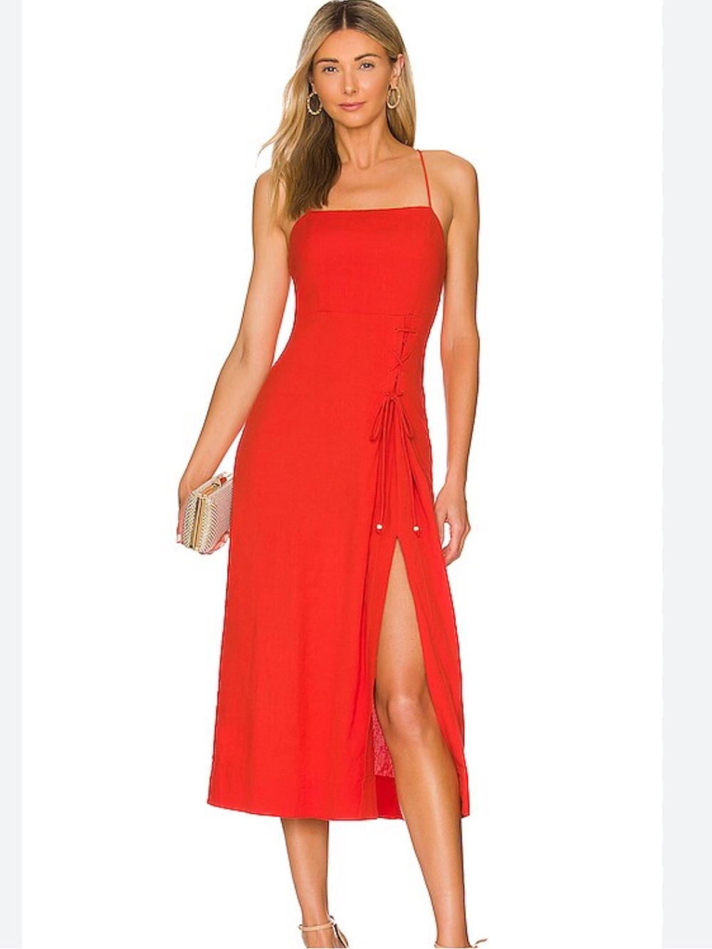 Free People Francesca Midi Dress in Bright Red